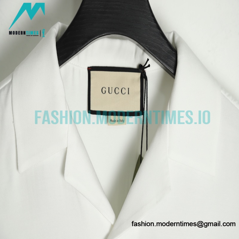 Gucci - 22SS Acetate Embroidered Striped Webbing Short-sleeved Shirt
