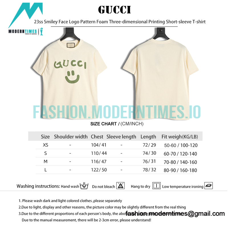 Gucci - 23ss Smiley Face Logo Pattern Foam Three-dimensional Printing Short-sleeve T-shirt