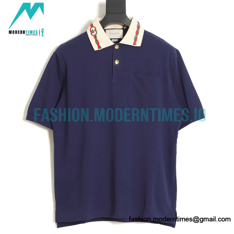 Gucci - 22ss Neckline Double G Interlocking Twist Embroidery Polo Short Sleeve