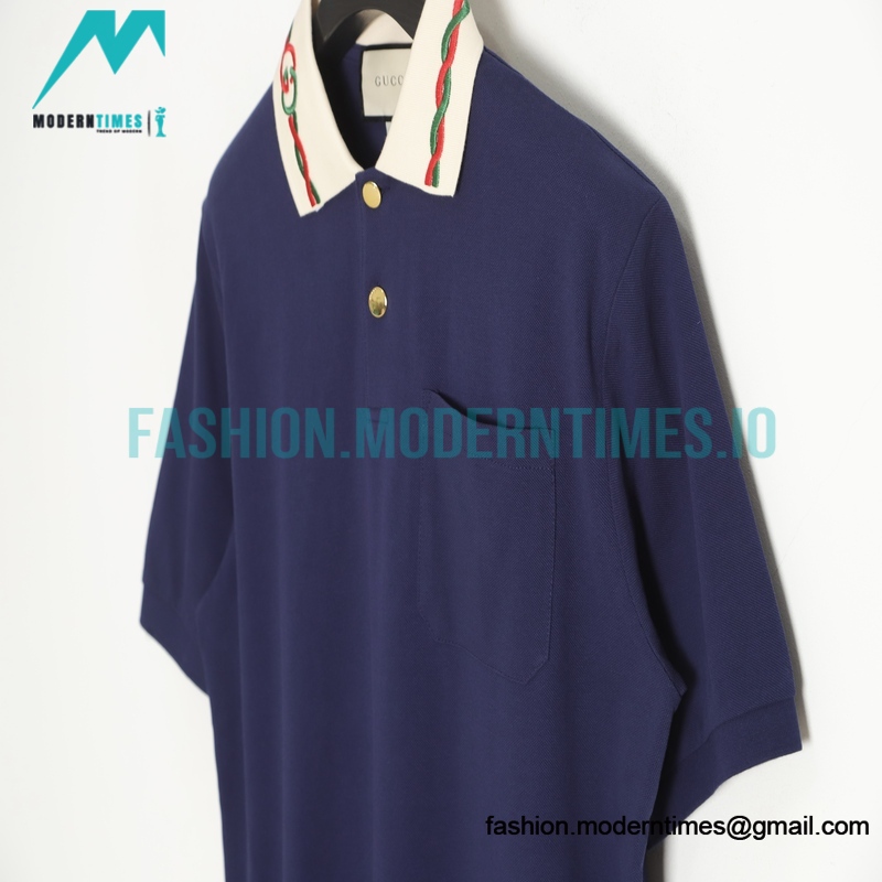 Gucci - 22ss Neckline Double G Interlocking Twist Embroidery Polo Short Sleeve