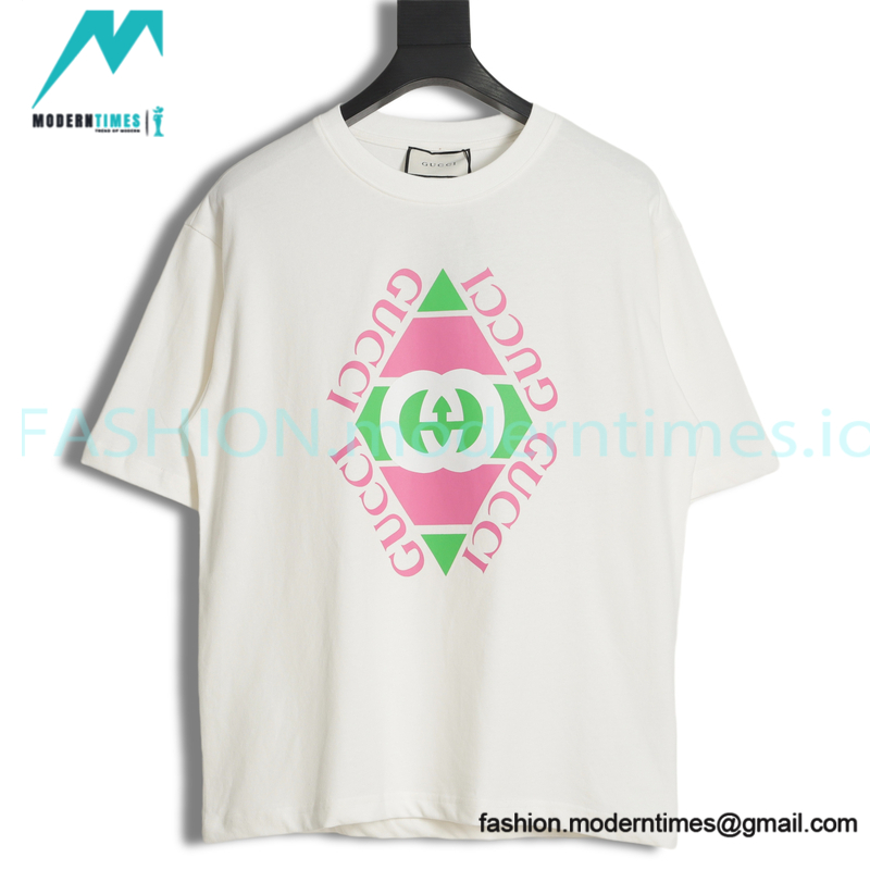 Gucci - Retro Logo Diamond Double G Print Short Sleeve