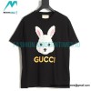 Gucci - 23ss Chest Pink Bunny Print Crew Neck Short-sleeved T-shirt