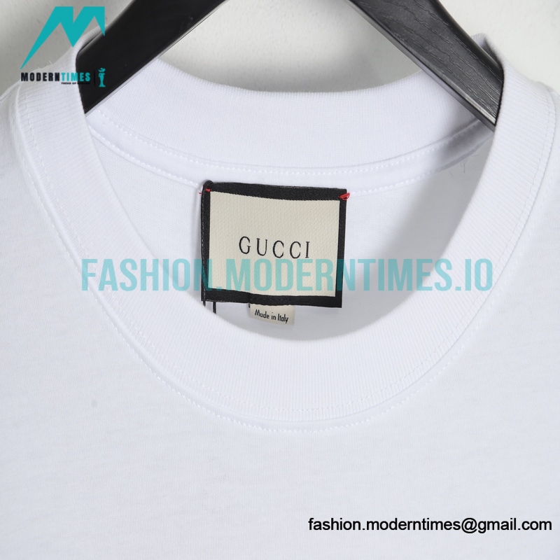 Gucci - 23ss Chest Pink Bunny Print Crew Neck Short-sleeved T-shirt