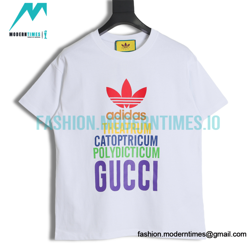 Gucci - Adidas Co-branded Clover Logo Element Printed Short-sleeved T-shirt