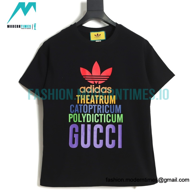 Gucci - Adidas Co-branded Clover Logo Element Printed Short-sleeved T-shirt