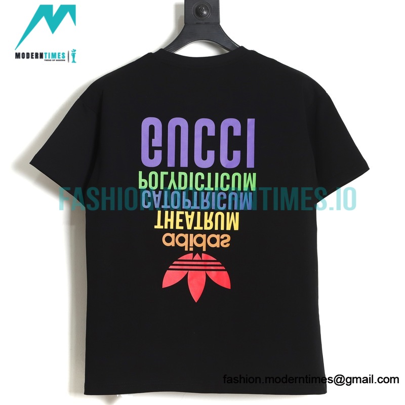 Gucci - Adidas Co-branded Clover Logo Element Printed Short-sleeved T-shirt