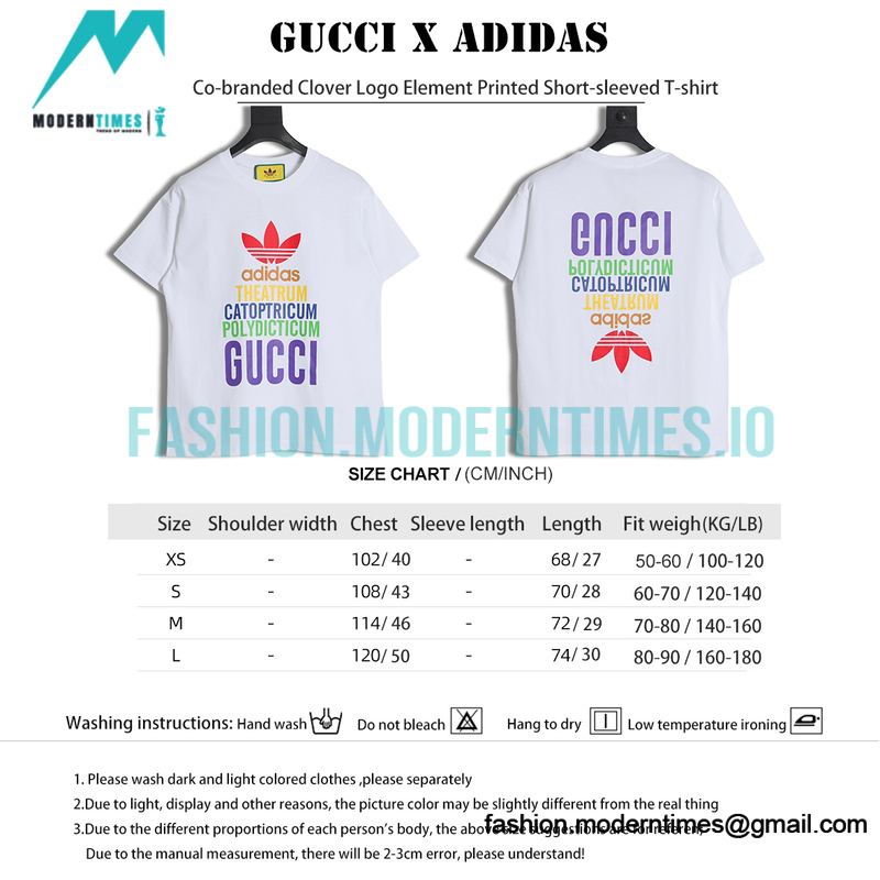 Gucci - Adidas Co-branded Clover Logo Element Printed Short-sleeved T-shirt