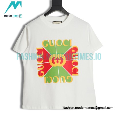 Gucci - Red/Green Square Logo Printed Short Sleeve