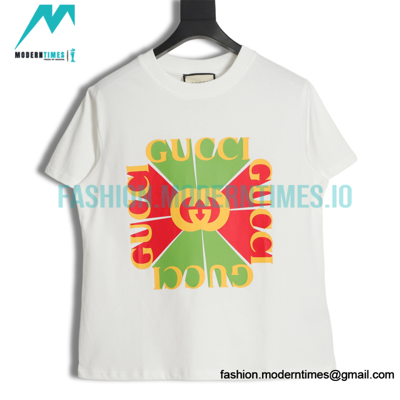 Gucci - Red/Green Square Logo Printed Short Sleeve