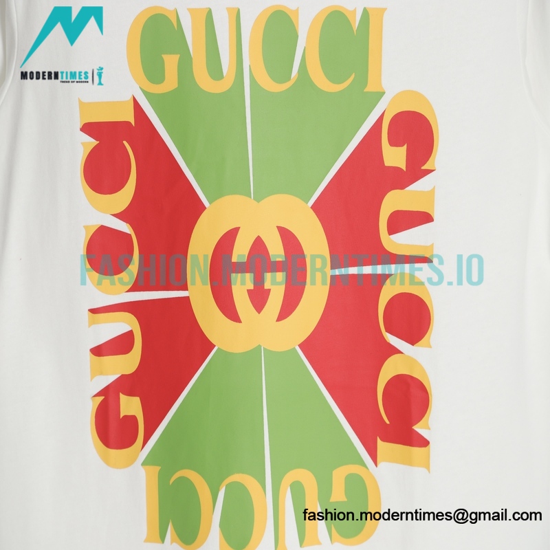 Gucci - Red/Green Square Logo Printed Short Sleeve