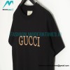 Gucci - Letter Logo Gold Embroidered Short Sleeve T-shirt
