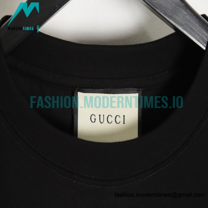 Gucci - Letter Logo Gold Embroidered Short Sleeve T-shirt