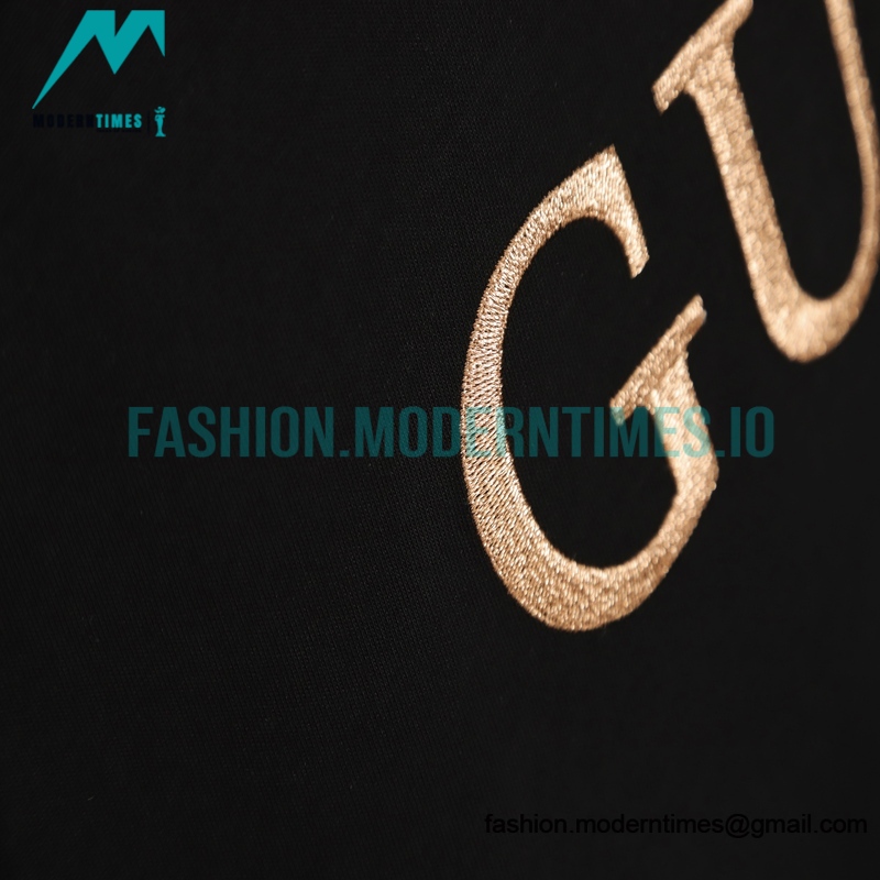 Gucci - Letter Logo Gold Embroidered Short Sleeve T-shirt