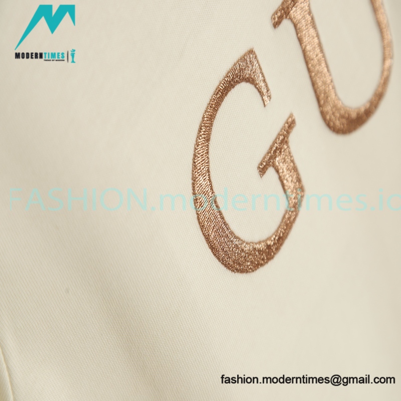 Gucci - Letter Logo Gold Embroidered Short Sleeve T-shirt
