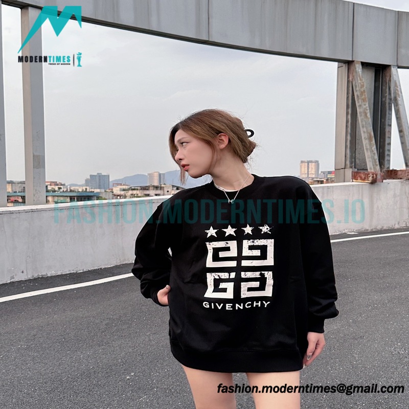 Givenchy - 23FW Four-star Printed Crew Neck Hoodie