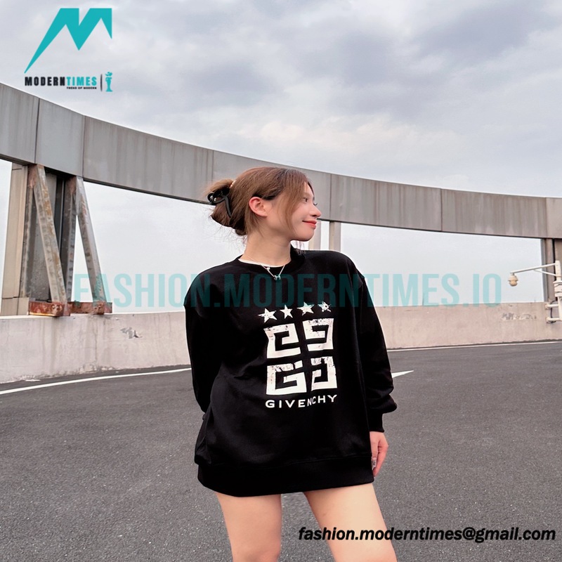 Givenchy - 23FW Four-star Printed Crew Neck Hoodie