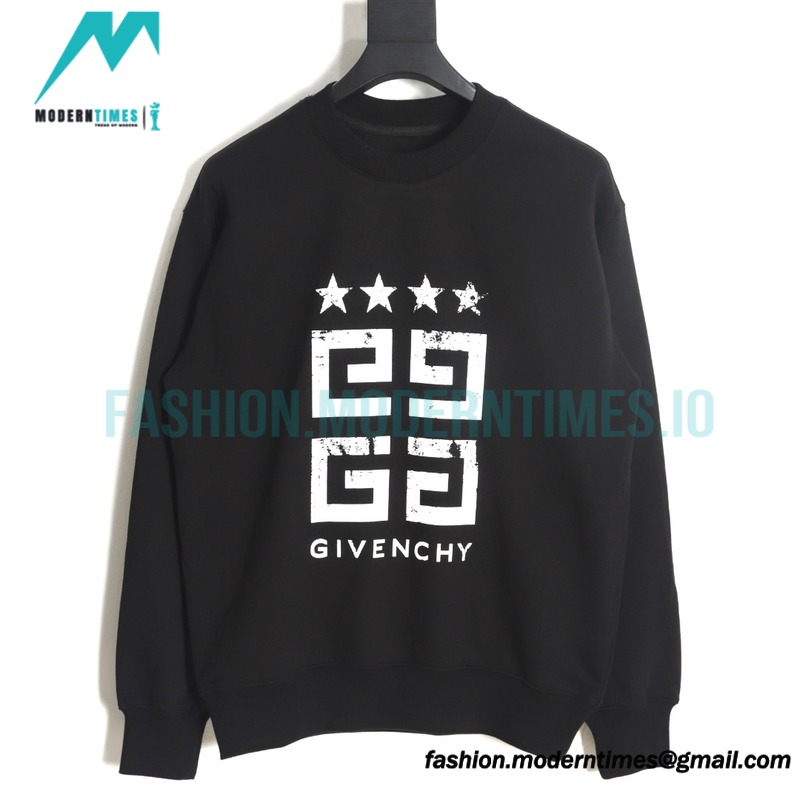 Givenchy - 23FW Four-star Printed Crew Neck Hoodie