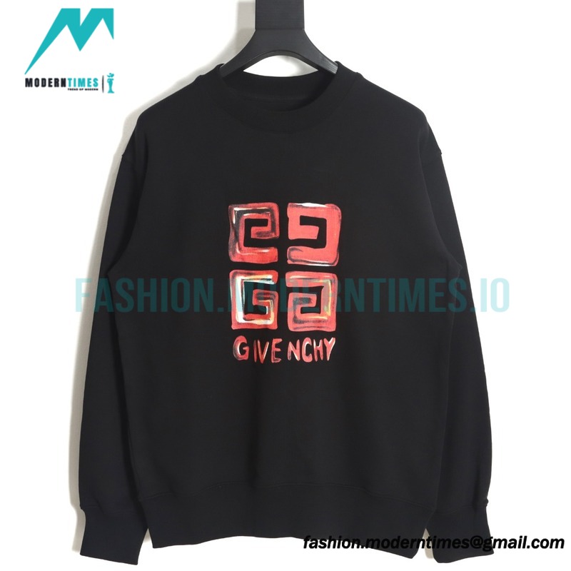Givenchy - 23FW Four-star Printed Crew Neck Hoodie