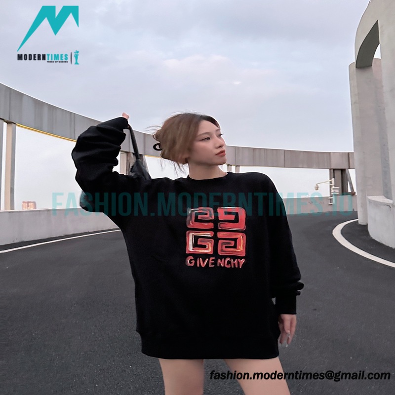 Givenchy - 23FW Four-star Printed Crew Neck Hoodie