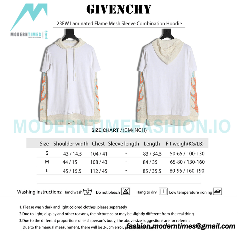 Givenchy - 23FW Laminated Flame Mesh Sleeve Combination Hoodie