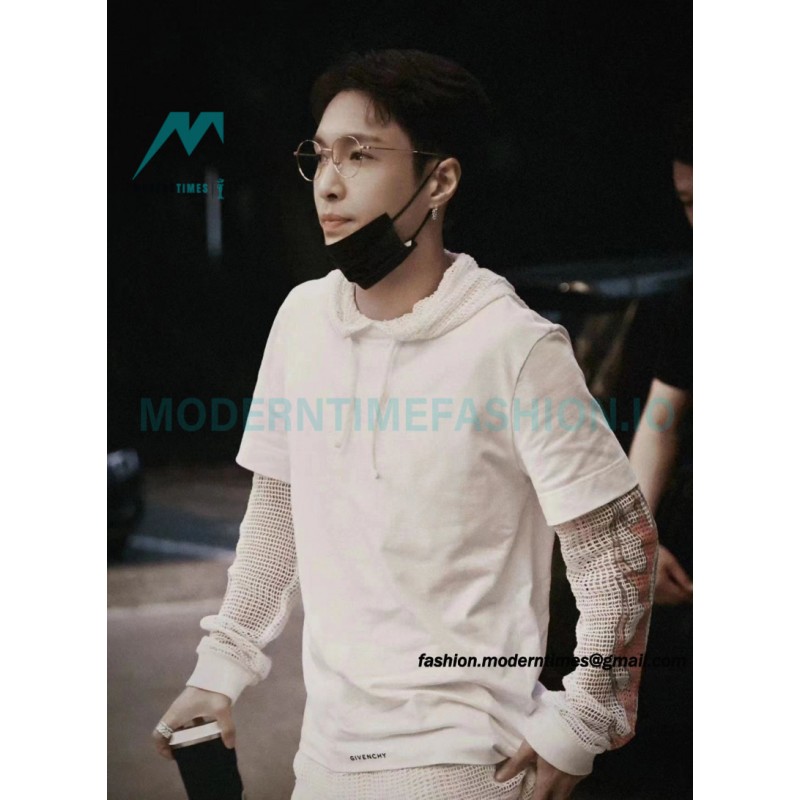 Givenchy - 23FW Laminated Flame Mesh Sleeve Combination Hoodie
