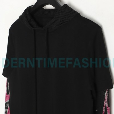 Givenchy - 23FW Laminated Flame Mesh Sleeve Combination Hoodie