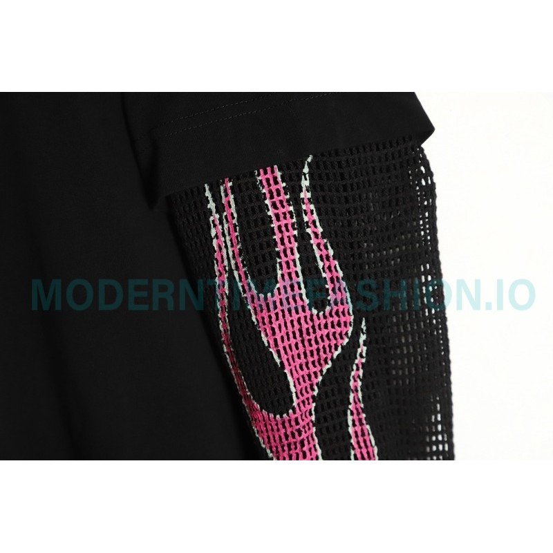 Givenchy - 23FW Laminated Flame Mesh Sleeve Combination Hoodie