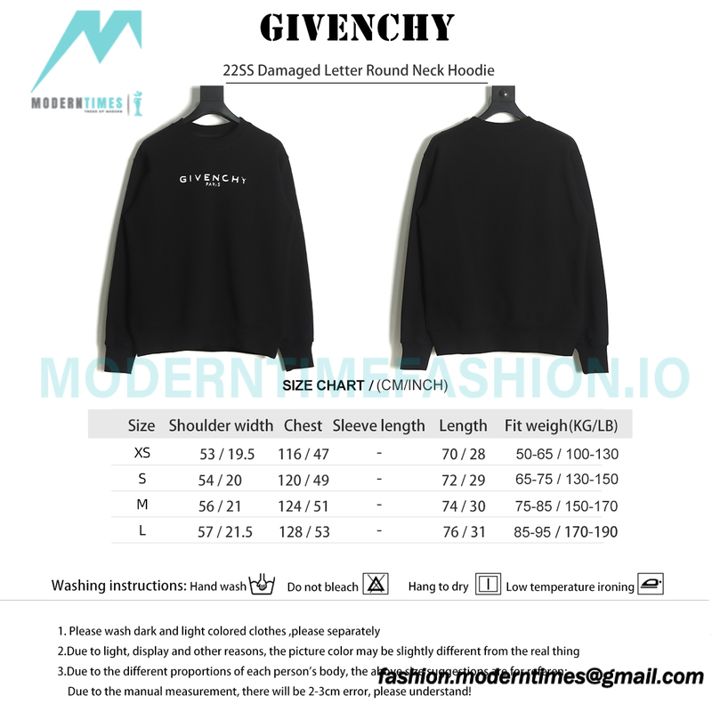 Givenchy - 22SS Damaged Letter Round Neck Hoodie
