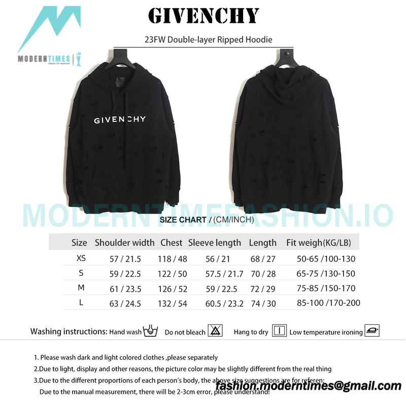 Givenchy - 23FW Double-layer Ripped Hoodie