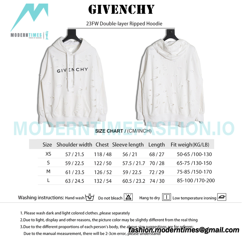 Givenchy - 23FW Double-layer Ripped Hoodie