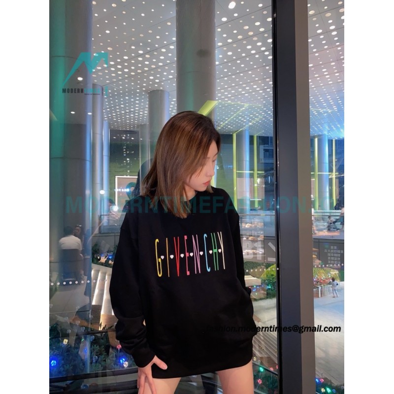 Givenchy - 23FW Color Letter Round Neck Hoodie