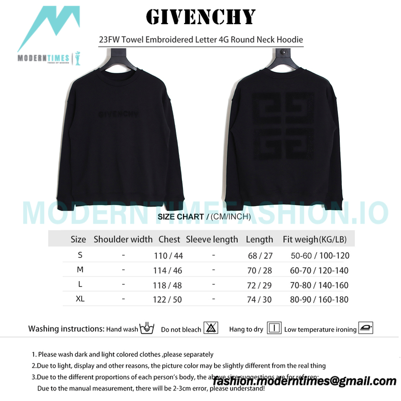 Givenchy - 23FW Towel Embroidered Letter 4G Round Neck Hoodie