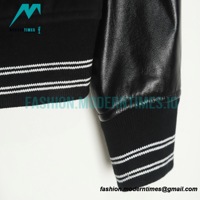 Givenchy - 22FW Indian Silk Gold Thread Beaded Wool Tweed Leather Sleeve Baseball Uniform