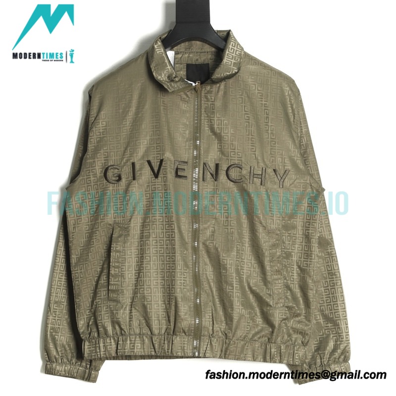Givenchy - 22FW Embroidered Letter Stand-up Collar Trench Coat