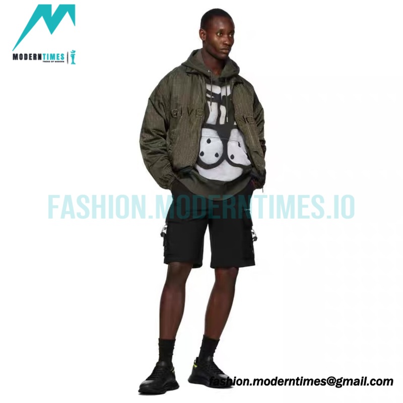 Givenchy - 22FW Embroidered Letter Stand-up Collar Trench Coat