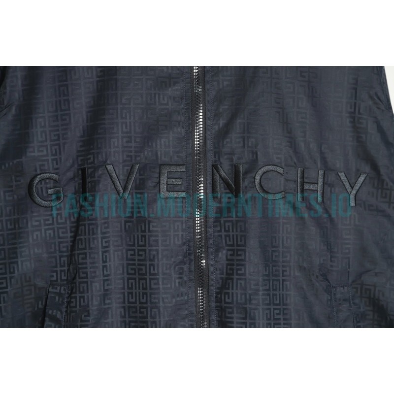Givenchy - 22FW Embroidered Letter Stand-up Collar Trench Coat