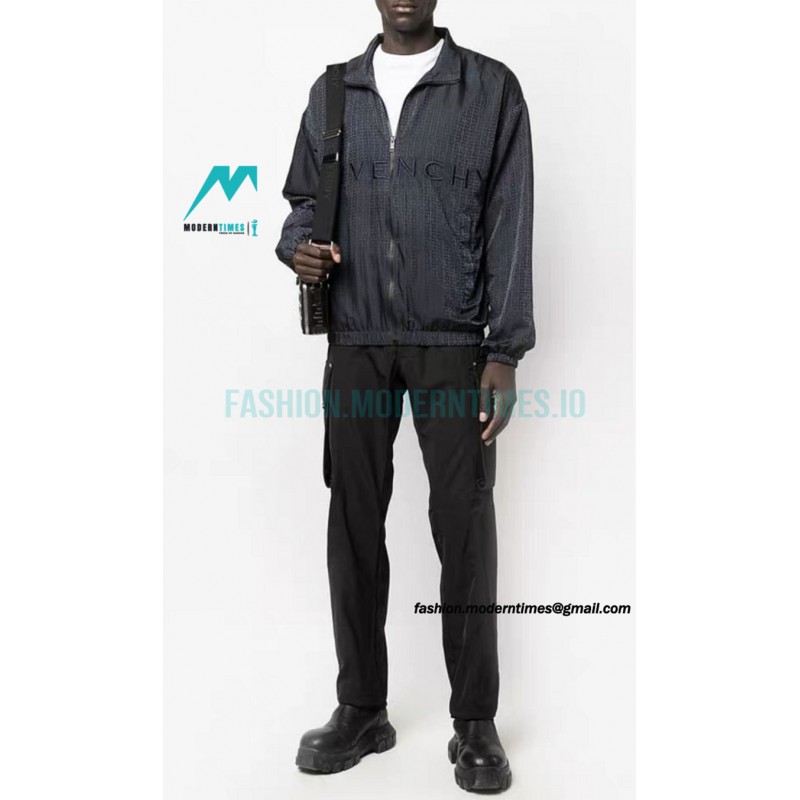Givenchy - 22FW Embroidered Letter Stand-up Collar Trench Coat