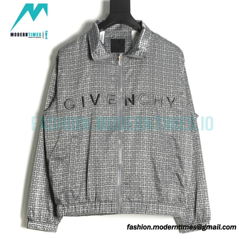 Givenchy - 22FW Embroidered Letter Stand-up Collar Trench Coat