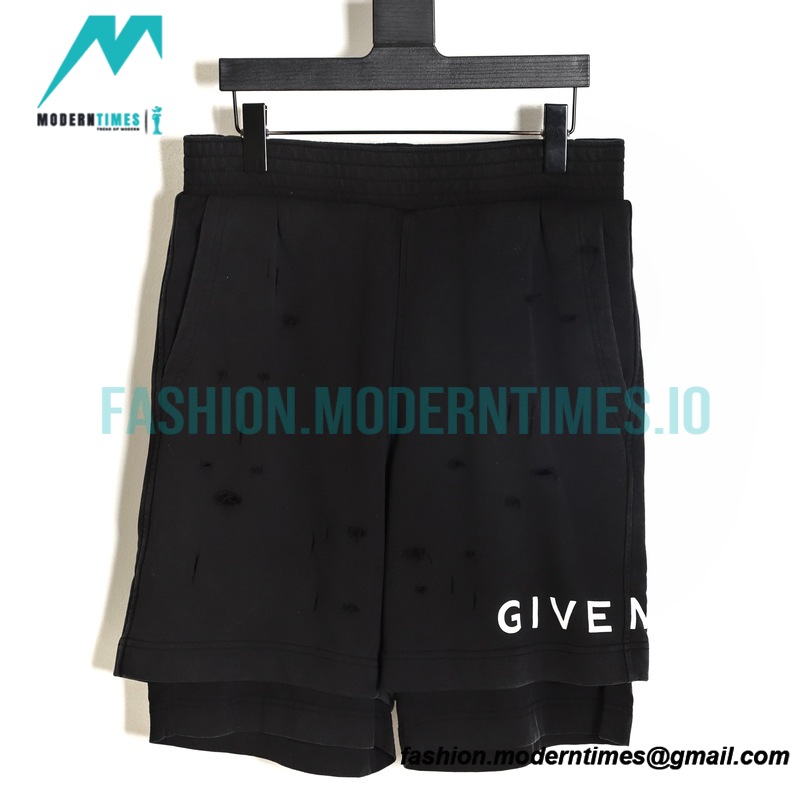 Givenchy - 23SS Ripped Print Fake Two Piece Shorts Pants