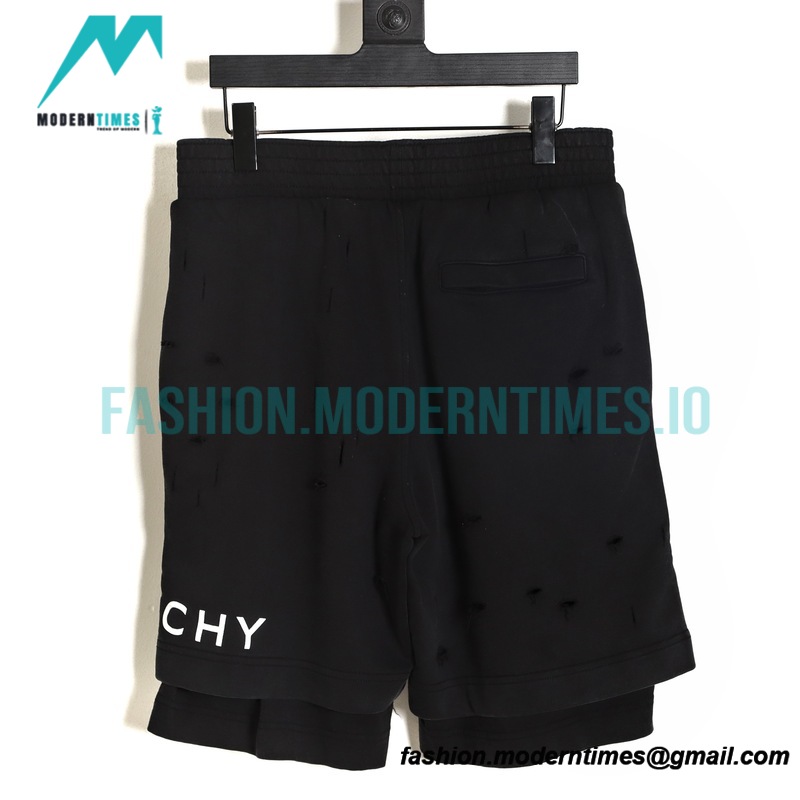Givenchy - 23SS Ripped Print Fake Two Piece Shorts Pants