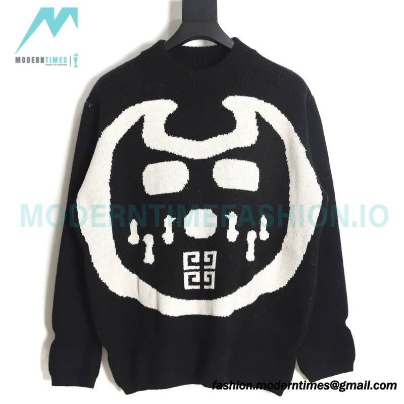 Givenchy - 23FW Mask Big Dog Jacquard Knitted Crewneck Sweater