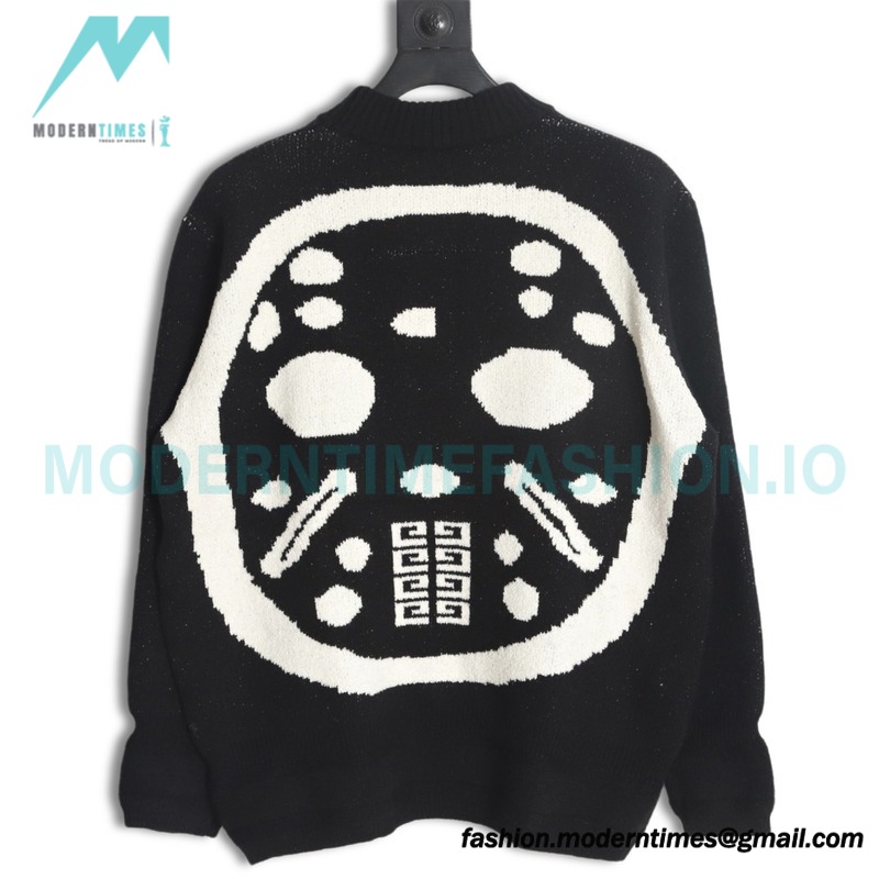 Givenchy - 23FW Mask Big Dog Jacquard Knitted Crewneck Sweater
