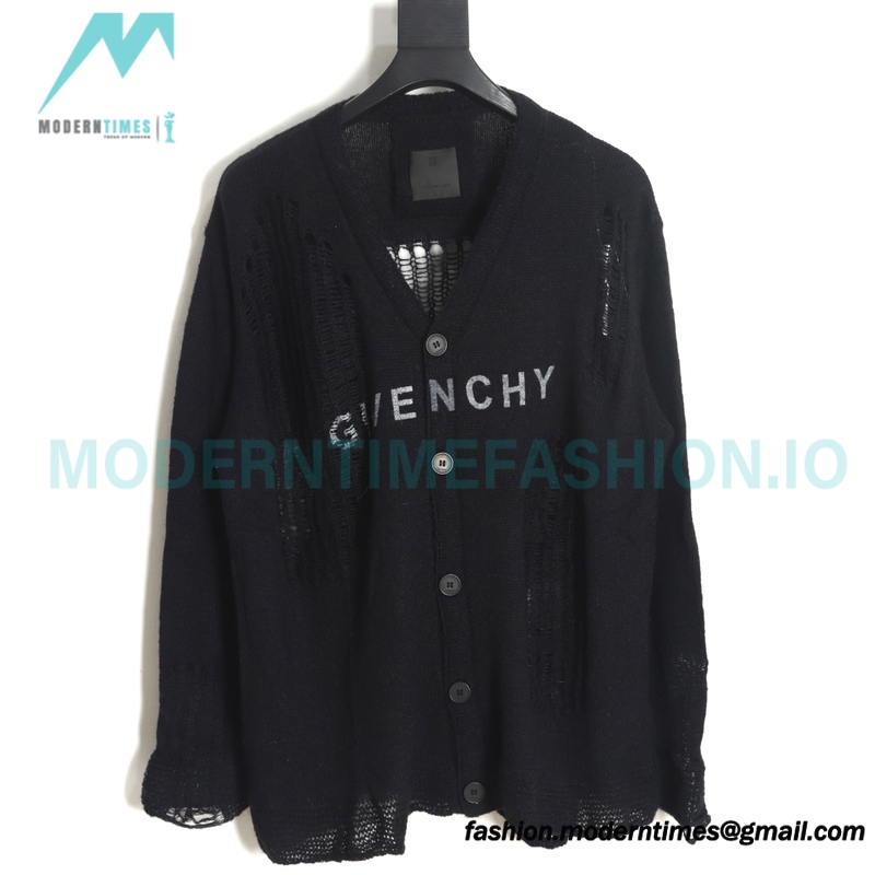 Givenchy - 23FW Ripped Wool Sweater Cardigan