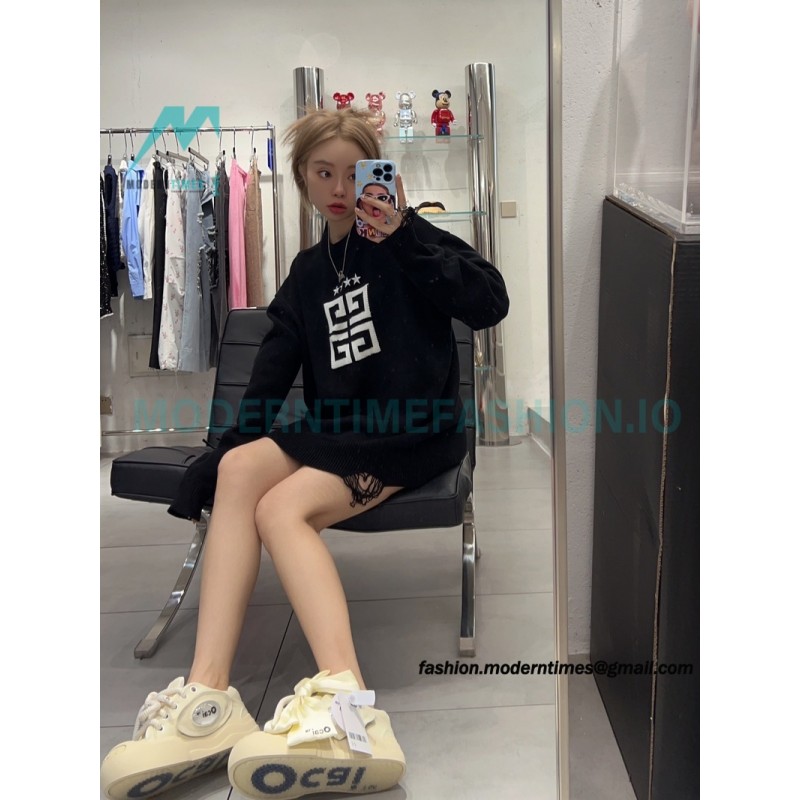 Givenchy - 23FW Four-star Letter Jacquard Crewneck Sweater