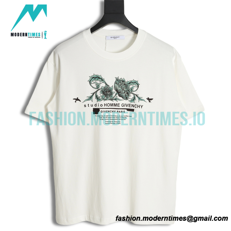 Givenchy - 23ss Floral Slogan Print Short Sleeve