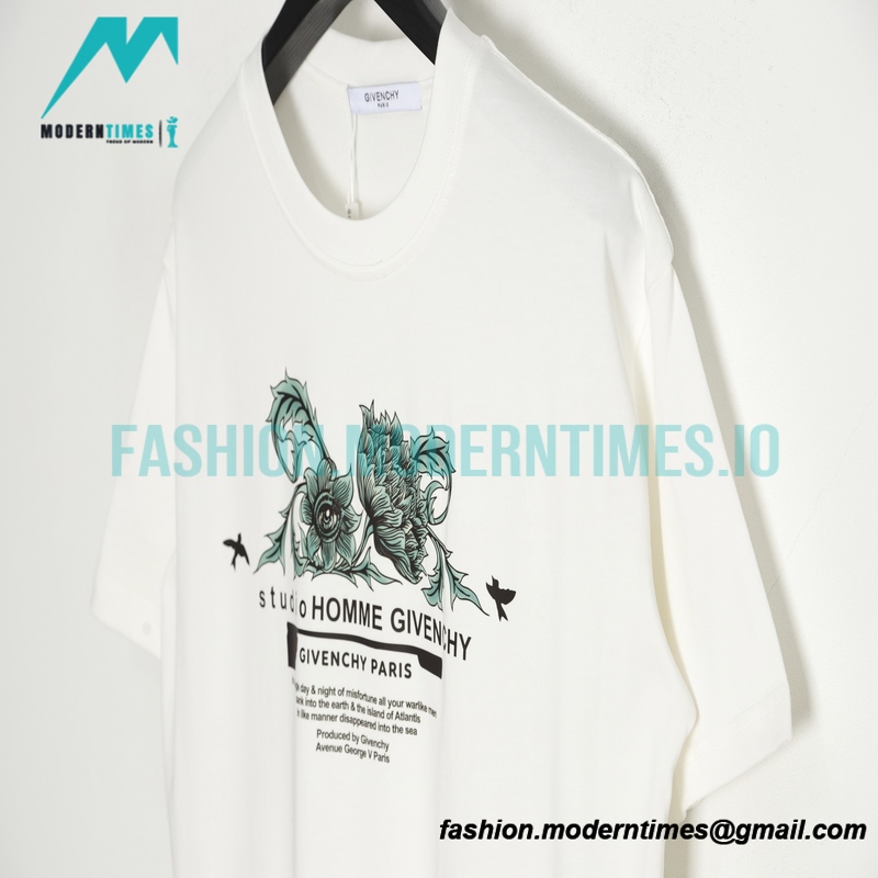 Givenchy - 23ss Floral Slogan Print Short Sleeve