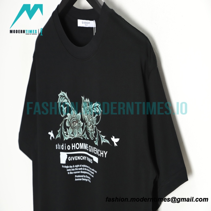 Givenchy - 23ss Floral Slogan Print Short Sleeve