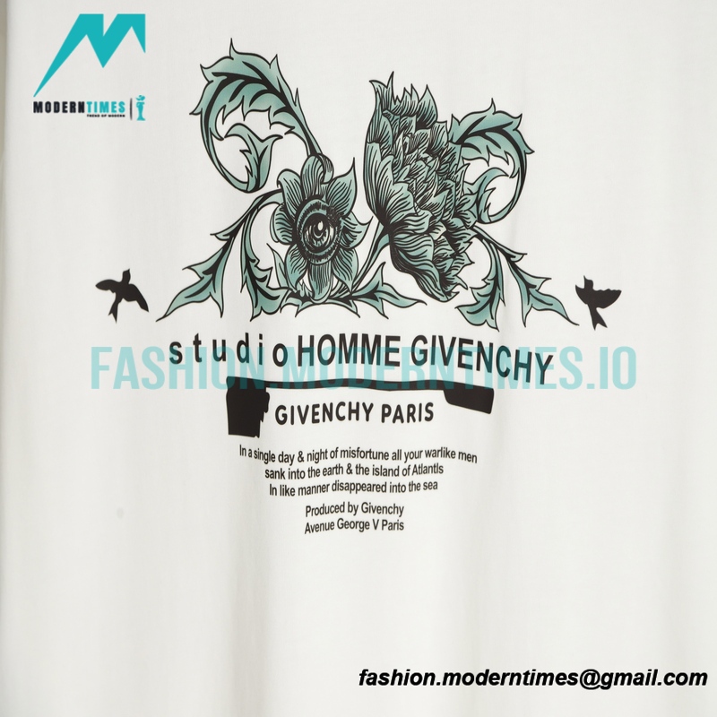 Givenchy - 23ss Floral Slogan Print Short Sleeve