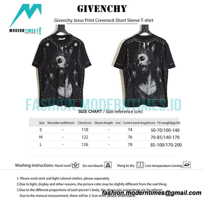 Givenchy - Jesus Print Crewneck Short Sleeve T-shirt