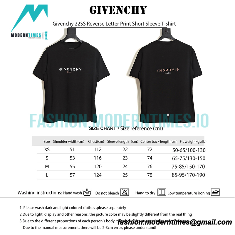 Givenchy - 22SS Reverse Letter Print Short Sleeve T-shirt